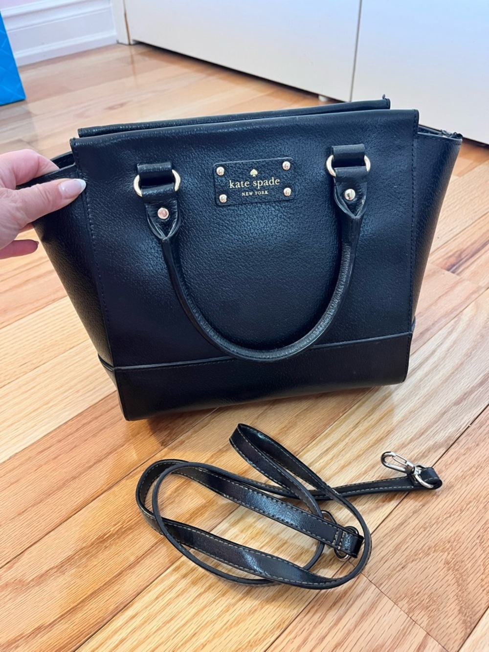 kate spade Black Leather Structured Top-Handle Satchel - Picture 4 of 6